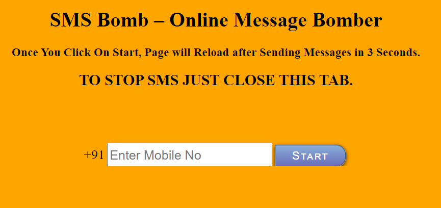 SMS Bomber Online website